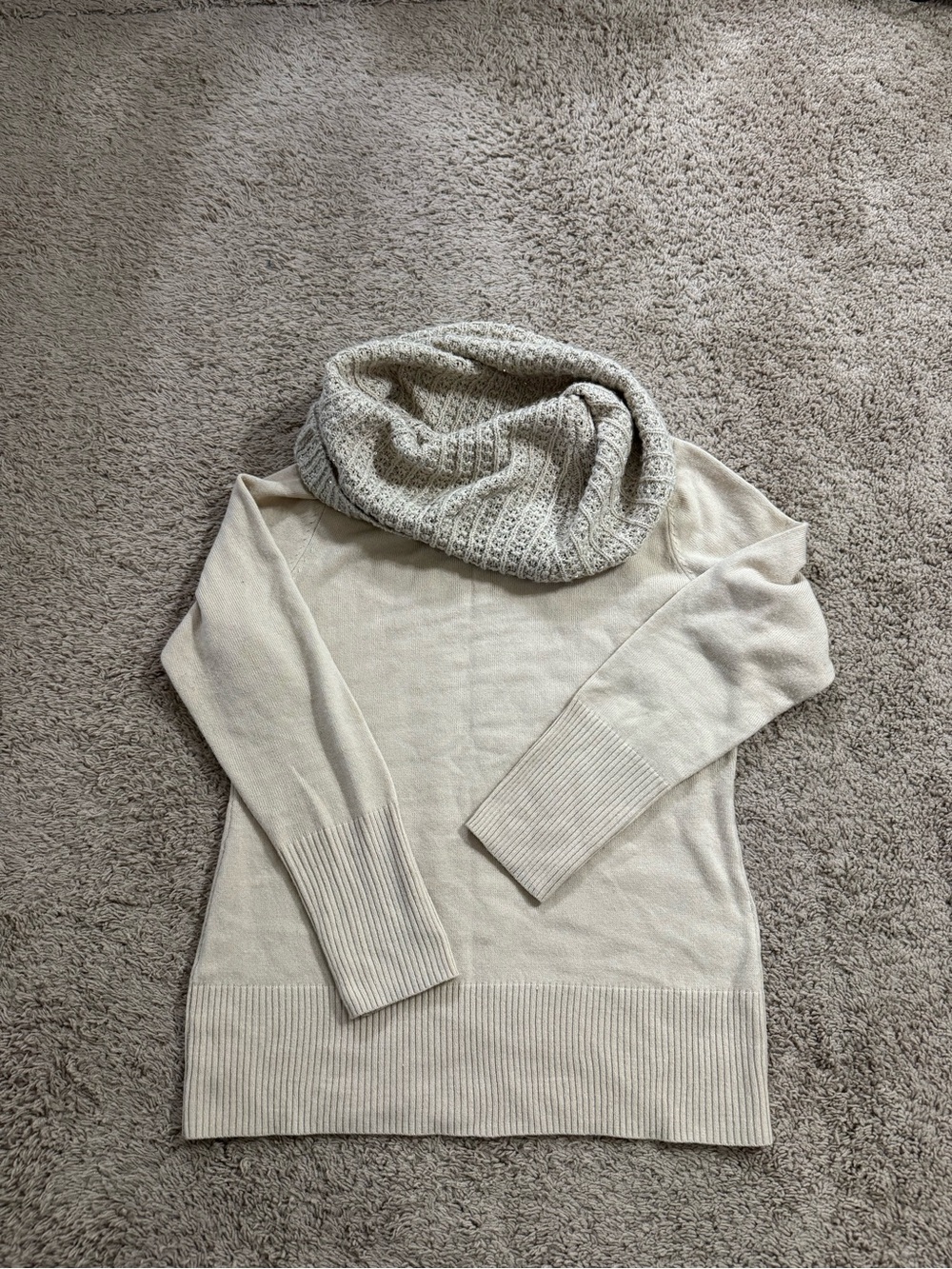 New York & Company Cream Cowl Neck Sweater